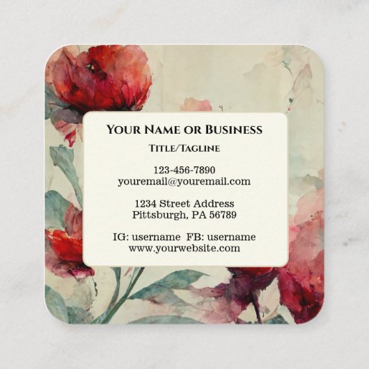 Römer 5:5 Gottes Liebe Bibel Verse Rosa Blume Quadratische Visitenkarte (Rückseite)