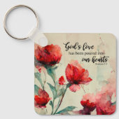 Römer 5:5 Gottes Liebe Bibel Verse Rosa Blume Schlüsselanhänger (Vorderseite)