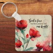 Römer 5:5 Gottes Liebe Bibel Verse Rosa Blume Schlüsselanhänger (Vorderseite)