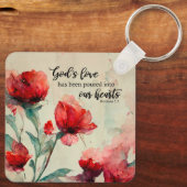 Römer 5:5 Gottes Liebe Bibel Verse Rosa Blume Schlüsselanhänger (Rückseite)