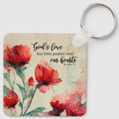 Römer 5:5 Gottes Liebe Bibel Verse Rosa Blume Schlüsselanhänger (Rückseite)