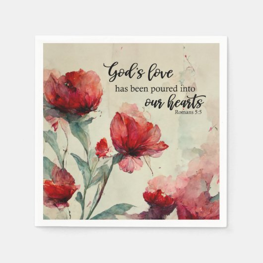 Römer 5:5 Gottes Liebe Bibel Verse Rosa Blume Serviette (Vorderseite)