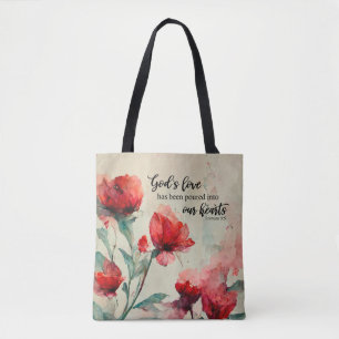Römer 5:5 Gottes Liebe Bibel Verse Rosa Blume Tasche