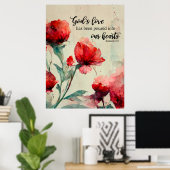 Römer 5:5 Gottes Liebe Bibel Verse Rote Flora Poster (Heimbüro)
