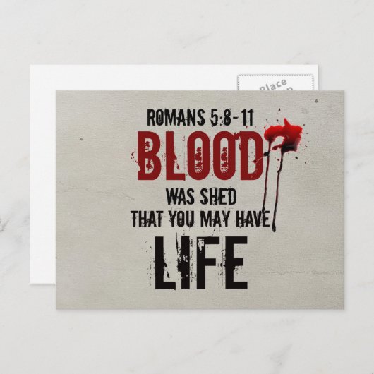 Römer 5:8-11 Blut wurde für dich vergossen Postkarte (Vorne/Hinten)