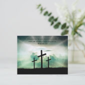 Römer 5:8 Bibelverse 3 Kreuze Helle Himmel Ostern Postkarte (Stehend Vorderseite)