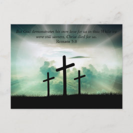 Römer 5:8 Bibelverse 3 Kreuze Helle Himmel Ostern Postkarte