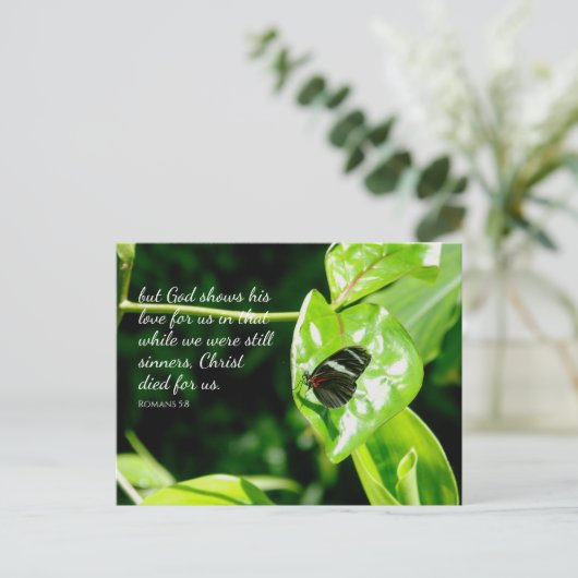 Römer 5:8 Schmetterlingsleder-Postkarte Postkarte (Stehend Vorderseite)
