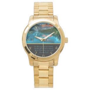 Römer 6:23 Bergsee Gold Armbanduhr