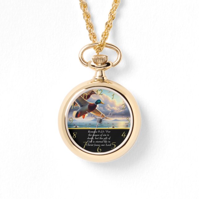 Römer 6:23 Christlicher Glaube kreuzen mit Enten Armbanduhr (Vorderseite)