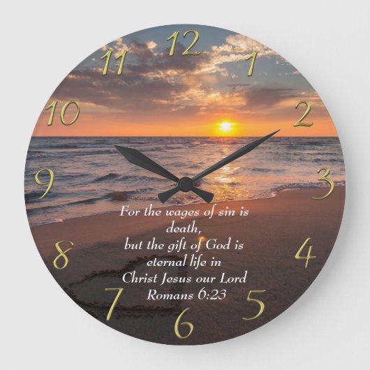 Römer 6:23 Christlicher Glaubenssaal mit Sonnenunt Große Wanduhr (Vorderseite)