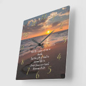 Römer 6:23 Christlicher Glaubenssaal mit Sonnenunt Quadratische Wanduhr (Winkel)