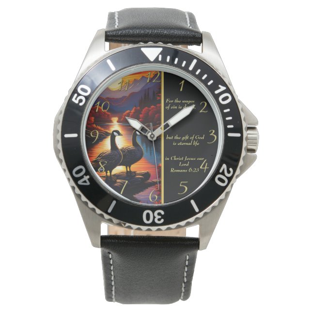 Römer 6:23 Gold in der Weißen Kirche Armbanduhr (Vorderseite)