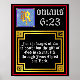 Römer 6 23 Goldbeleuchtetes Buchstabenangebot Poster