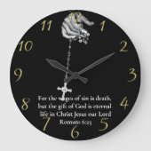 Römer 6:23 Händegold Große Wanduhr (Vorderseite)