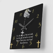 Römer 6:23 Händekreuz Quadratische Wanduhr (Winkel)