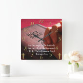 Römer 6:23 heilige Bibel mit Händen Quadratische Wanduhr (Zuhause)