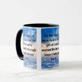 Römer 6:23 KJV Bibelverse Pic Two-Tone Tasse (Vorderseite Links)