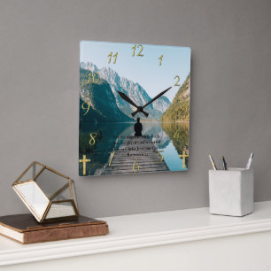 Römer 6:23 sitzen auf dem Dock Quadratische Wanduhr