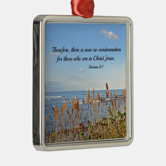 Römer 8:1 Darum gibt es jetzt keine Verurteilung Silbernes Ornament (Rechts)