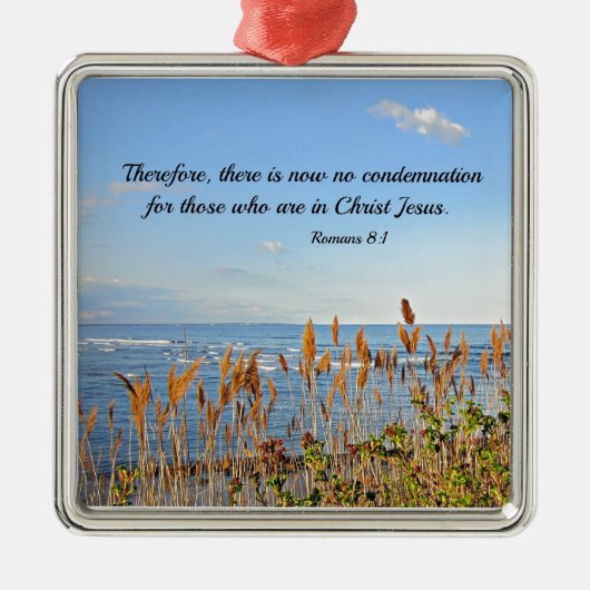 Römer 8:1 Darum gibt es jetzt keine Verurteilung Silbernes Ornament (Vorne)