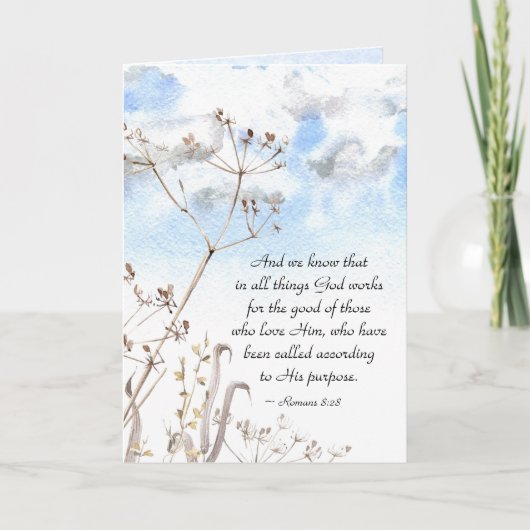 Römer 8:28 Alles, was Gott für das Gute arbeitet Karte (Vorderseite)