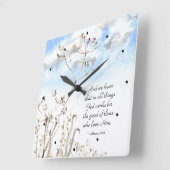 Römer 8:28 Alles, was Gott für das Gute arbeitet Quadratische Wanduhr (Winkel)