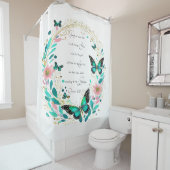 Römer 8:28 Blume und Schmetterlinge Duschvorhang (Beispiel)