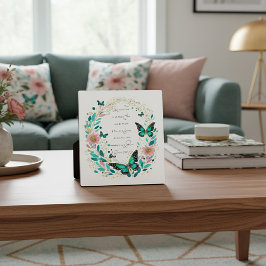 Römer 8:28 Blume und Schmetterlinge Fotoplatte