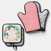 Römer 8:28 Blume und Schmetterlinge Ofenhandschuh & Topflappen-Set (Vorderseite/Rückseite)