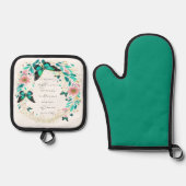 Römer 8:28 Blume und Schmetterlinge Ofenhandschuh & Topflappen-Set (Vorderseite)