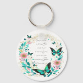 Römer 8:28 Blume und Schmetterlinge Schlüsselanhänger (Vorderseite)