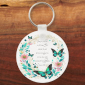 Römer 8:28 Blume und Schmetterlinge Schlüsselanhänger (Vorderseite)