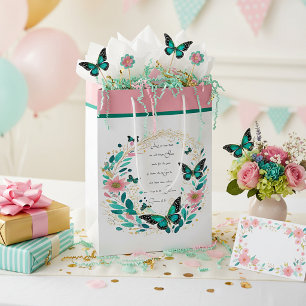 Römer 8,28 Blumen und Schmetterlinge Mittlere Geschenktüte