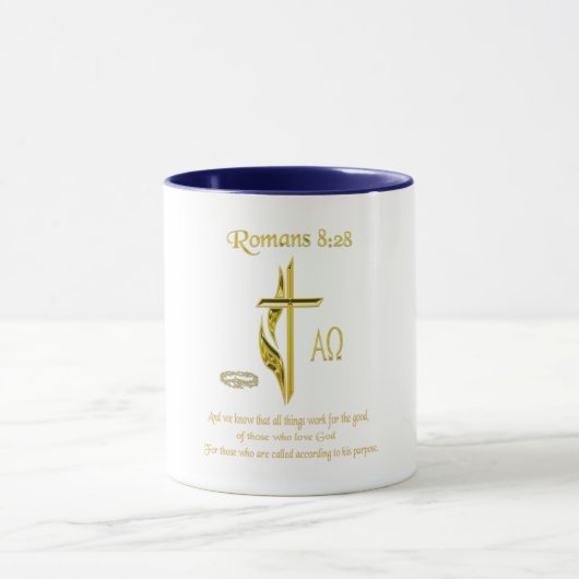 Römer 8:28 Christliche Tasse (Zentrum)