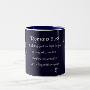 Römer 8,28 christlicher Bibelvers Zweifarbige Tasse