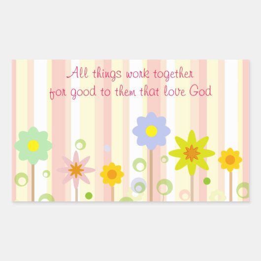 Römer 8:28 Christliches Zitat Rosa Streifen und Bl Rechteckiger Aufkleber (Vorderseite)