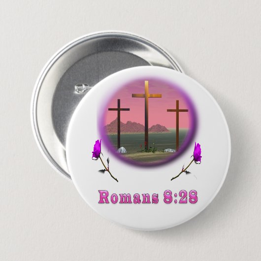 Römer 8:28 Designs Button (Vorne & Hinten)
