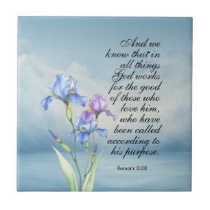 Römer 8:28 Iris-Aquarell  Fliese