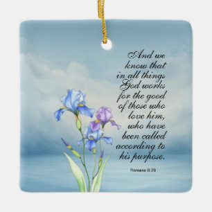 Römer 8:28 Iris-Aquarell Keramikornament