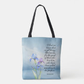 Römer 8:28 Iris-Aquarell Tasche (Rückseite)