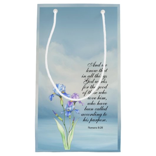 Römer 8:28 Iris Wasserfarbe Kleine Geschenktüte (Vorderseite)