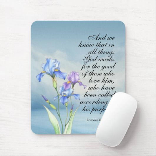 Römer 8:28 Iris Wasserfarbe Mousepad (Mit Mouse)