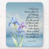 Römer 8:28 Iris Wasserfarbe Mousepad (Vorne)