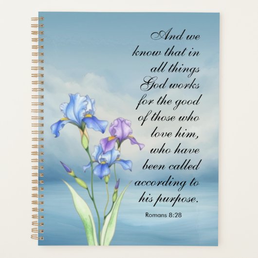 Römer 8:28 Iris Wasserfarbe Planer (Vorderseite)