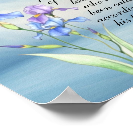 Römer 8:28 Iris Wasserfarbe Poster (Ecke)