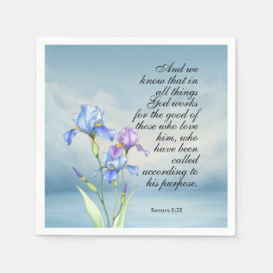 Römer 8:28 Iris-Wasserfarbe  Serviette