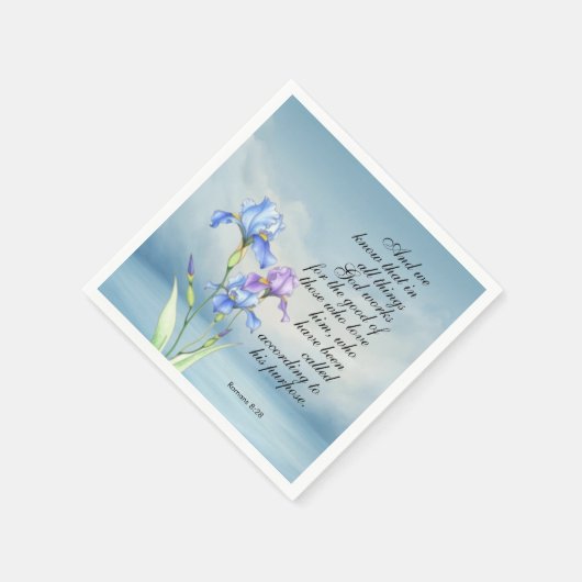 Römer 8:28 Iris Wasserfarbe Serviette (Ecke)