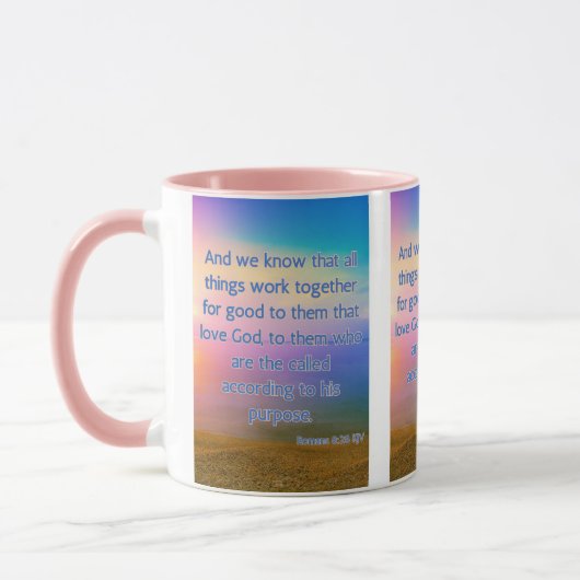 Römer 8:28 KJV Bibelverse Pic Two-Tone Tasse (Links)