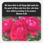 Römer 8:28 Rote Rose Förderung Christlich Quadratischer Aufkleber (Vorderseite)